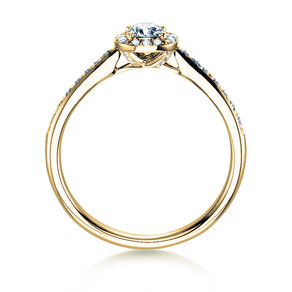 Anillo de compromiso Halo Petite en 18K oro amarillo con diamantes 0,50ct G/SI