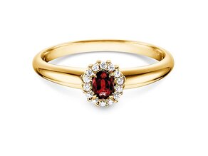 Anillo de compromiso Jolie en 14K oro amarillo con rubí 0,25ct y diamantes 0,06ct