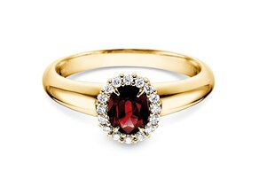Anillo de compromiso Windsor en 14K oro amarillo con rubí 0,60ct y diamantes 0,12ct
