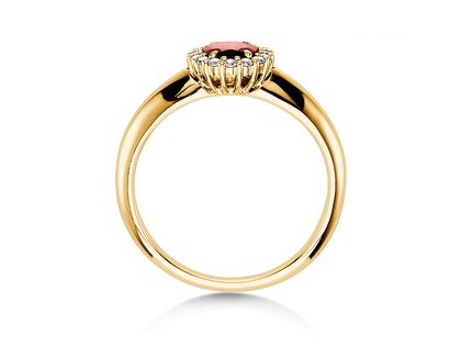 Anillo de compromiso Windsor en 14K oro amarillo con rubí 0,60ct y diamantes 0,12ct