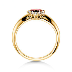 Anillo de compromiso Windsor en 14K oro amarillo con rubí 0,60ct y diamantes 0,12ct