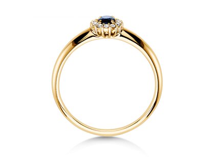 Anillo de compromiso Jolie en 14K oro amarillo con zafiro 0,25ct y diamantes 0,06ct