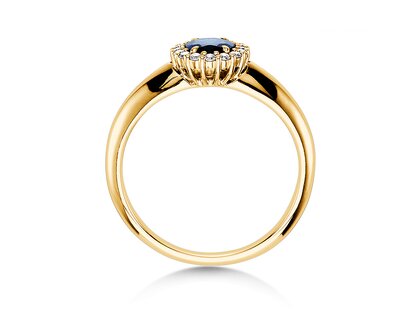 Anillo de compromiso Windsor en 14K oro amarillo con zafiro 0,60ct y diamantes 0,12ct