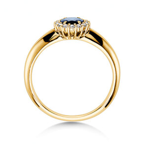 Anillo de compromiso Windsor en 14K oro amarillo con zafiro 0,60ct y diamantes 0,12ct