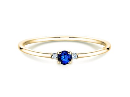 Anillo de compromiso Vivid Petite en 14K oro amarillo con zafiro 0,08ct y diamantes 0,02ct
