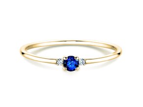 Anillo de compromiso Vivid Petite en 14K oro amarillo con zafiro 0,08ct y diamantes 0,02ct