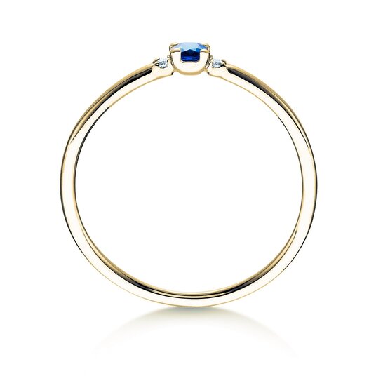 Anillo de compromiso  en 9K oro amarillo con zafiro 0,08ct y diamantes 0,02ct