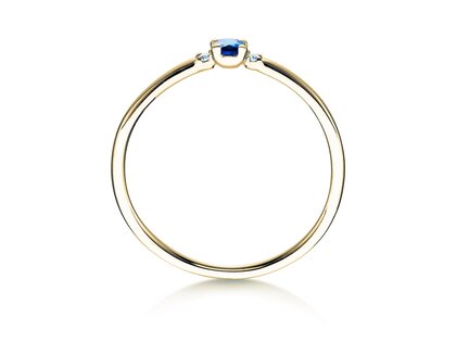 Anillo de compromiso Vivid Petite en 14K oro amarillo con zafiro 0,08ct y diamantes 0,02ct