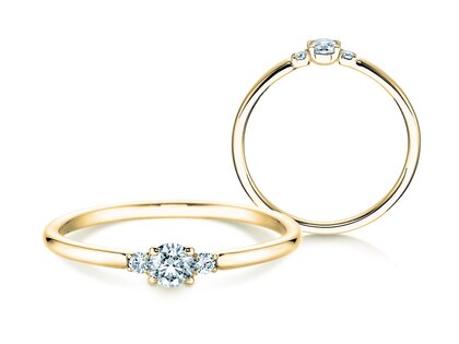 Anillo de compromiso Vivid Petite Diamond en oro amarillo