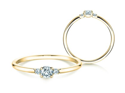 Anillo de compromiso Vivid Petite Diamond en 14K oro amarillo con diamantes 0,20ct G/SI