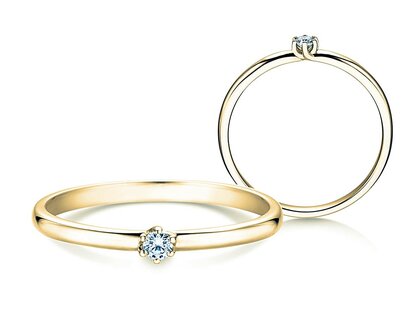 Anillo de compromiso Melody en 9K oro amarillo con diamante 0,05ct H/SI