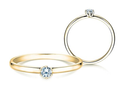 Anillo de compromiso Melody en 14K oro amarillo con diamante 0,10ct H/SI