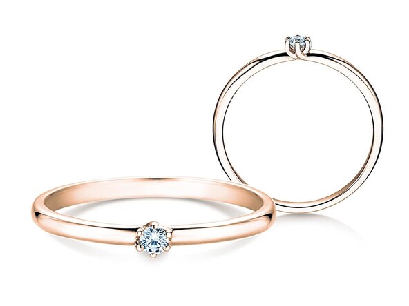 Anillo de compromiso Melody en 9K oro rosa con diamante 0,05ct H/SI