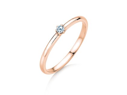 Anillo de compromiso Melody en 9K oro rosa con diamante 0,05ct H/SI