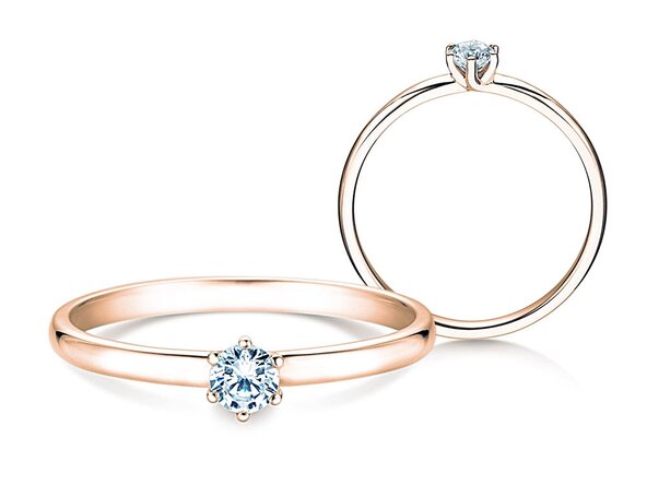 Anillo de compromiso Melody en 18K oro rosa con diamante 0,15ct D/IF