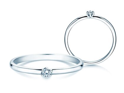 Anillo de compromiso Melody en 9K oro blanco con diamante 0,05ct H/SI