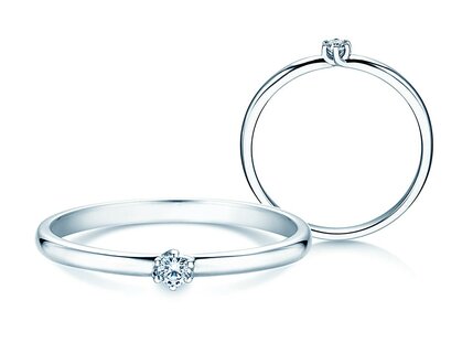 Anillo de compromiso Melody en 9K oro blanco con diamante 0,05ct H/SI