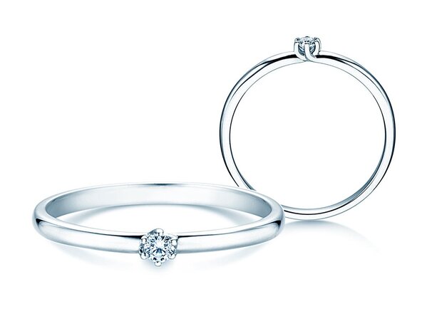 Anillo de compromiso Melody en 9K oro blanco con diamante 0,05ct H/SI