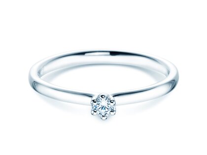 Anillo de compromiso Classic 6 en 14K oro blanco con diamante 0,05ct H/SI