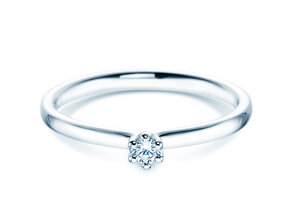 Anillo de compromiso Classic 6 en 14K oro blanco con diamante 0,05ct H/SI