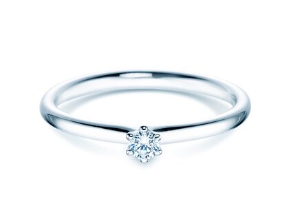 Anillo de compromiso Classic 6 en plata 925/- con diamante 0,07ct H/SI