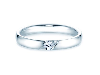 Anillo de compromiso Italic en 14K oro blanco con diamante 0,10ct G/SI