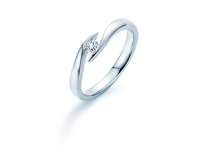 Anillo de compromiso Twist en plata 925/- con diamante 0,10ct G/VS