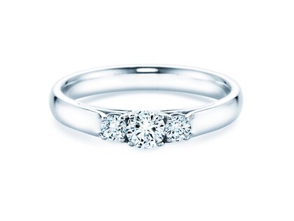 Anillo de compromiso 3 Stones en 9K oro blanco con diamantes 0,11ct G/SI