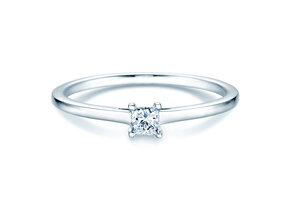 Anillo de compromiso Princess en plata 925/- con diamante 0,15ct G/SI