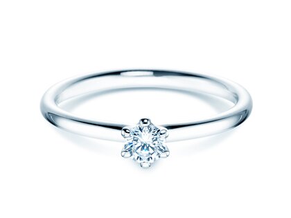 Anillo de compromiso Classic 6 en 14K oro blanco con diamante 0,20ct H/SI
