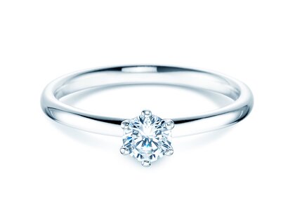 Anillo de compromiso Classic 6 en 14K oro blanco con diamante 0,30ct G/IF