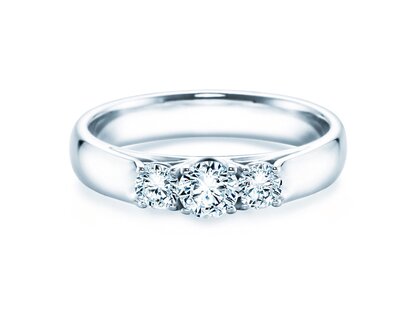 Anillo de compromiso 3 Stones en 14K oro blanco con diamantes 0,40ct G/SI