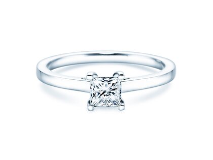 Anillo de compromiso Princess en 14K oro blanco con diamante 0,50ct G/SI