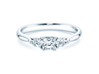 Anillo de compromiso Vivid Asscher en 14K oro blanco con diamantes 0,53ct G/SI