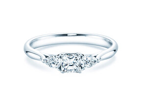 Anillo de compromiso Vivid Asscher en 14K oro blanco con diamantes 0,53ct G/SI