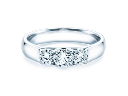 Anillo de compromiso 3 Stones en 18K oro blanco con diamantes 0,75ct G/SI