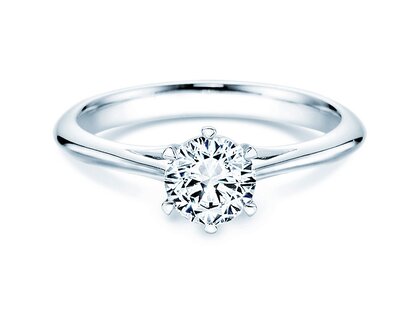 Anillo de compromiso Heaven 6 en 9K oro blanco con diamante de laboratorio 0,75ct E/VS