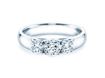 Anillo de compromiso 3 Stones en 18K oro blanco con diamantes 1,00ct G/SI