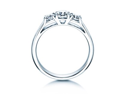 Anillo de compromiso 3 Stones en 18K oro blanco con diamantes 1,00ct G/SI