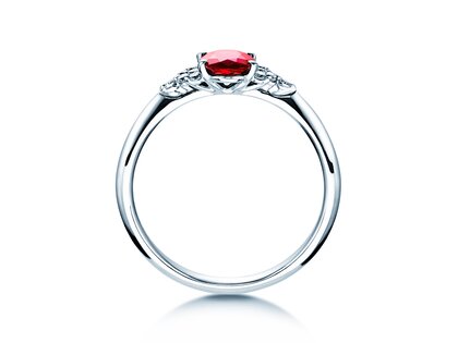 Anillo de compromiso Vivid en platino 950/- con rubí 1,00ct y diamantes 0,12ct