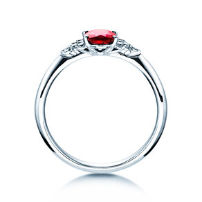 Anillo de compromiso Vivid en platino 950/- con rubí 1,00ct y diamantes 0,12ct