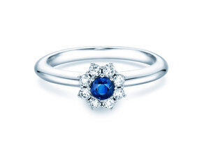 Anillo de compromiso Lovely en 14K oro blanco con zafiro 0,25ct y diamantes 0,25ct