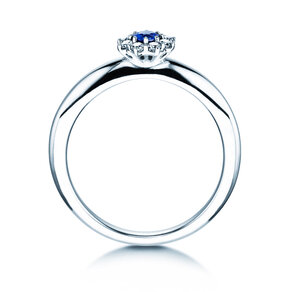 Anillo de compromiso Lovely en 14K oro blanco con zafiro 0,25ct y diamantes 0,25ct