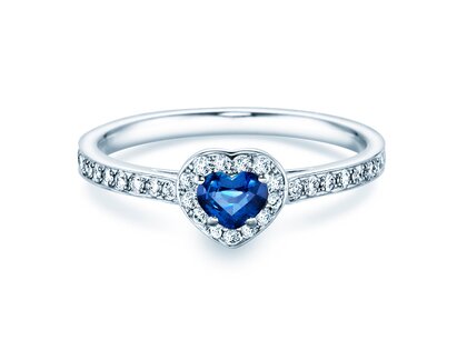 Anillo de compromiso Heart Saphir en platino