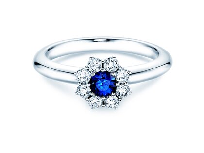 Anillo de compromiso Lovely en 14K oro blanco con zafiro 0,33ct y diamantes 0,40ct