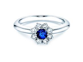 Anillo de compromiso Lovely en 14K oro blanco con zafiro 0,33ct y diamantes 0,40ct