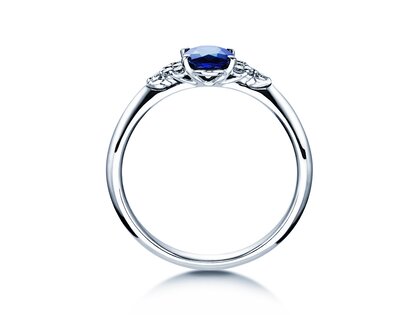Anillo de compromiso Vivid en 14K oro blanco con zafiro 1,00ct y diamantes 0,12ct