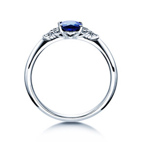 Anillo de compromiso Vivid en 14K oro blanco con zafiro 1,00ct y diamantes 0,12ct