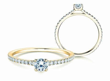 Anillo de compromiso Pure Diamond en 9K oro amarillo con diamantes 0,49ct G/SI