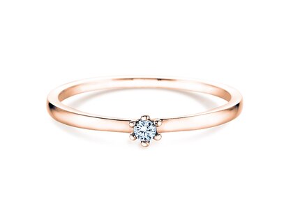 Anillo de compromiso Classic Petite en 14K oro rosa con diamante 0,13ct G/SI